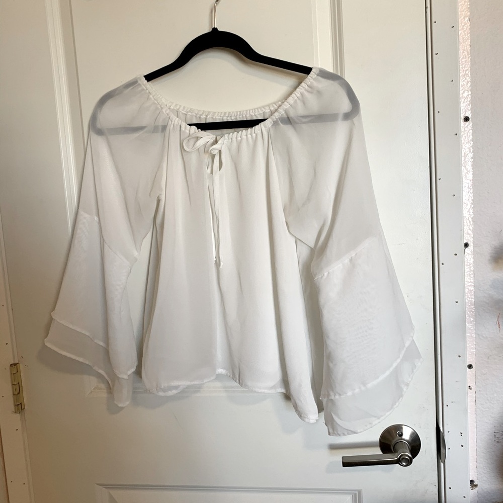 Cottage core flowy tie front blouse